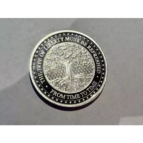 INFOWARS Alex Jones Founding Member 1 oz .999 Fine Silver Round Blood of Patriots Tree of Liberty Skull (2)