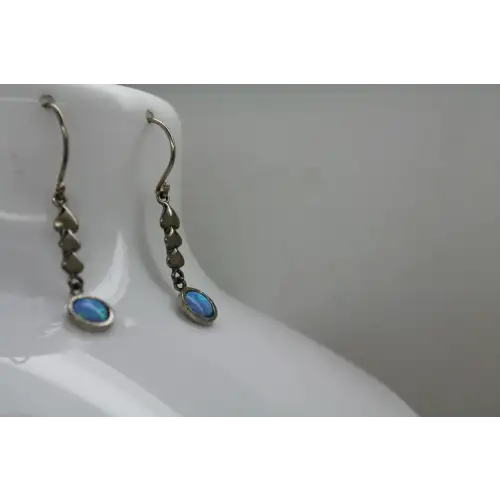 ISRAEL .925 S.S. BLUE OPAL TRAILING HEARTS dangles #