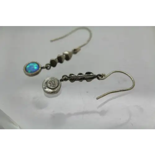 ISRAEL .925 S.S. BLUE OPAL TRAILING HEARTS dangles #
