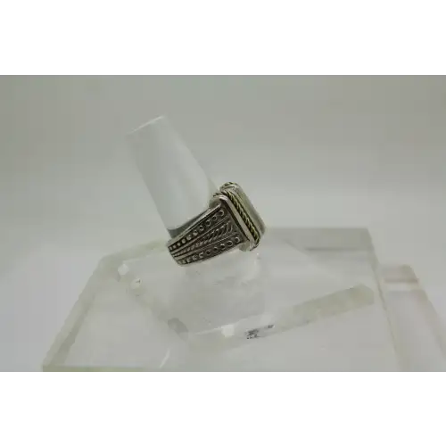 ITALY .925 S.S. 14k Y.G. DIAMOND ROPE DESIGN ring size 7.5