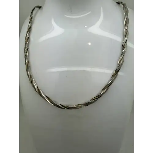 ITALY .925 S.S. BRAIDED HERRINGBONE necklace 18