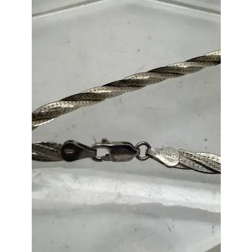 ITALY .925 S.S. BRAIDED HERRINGBONE necklace 18