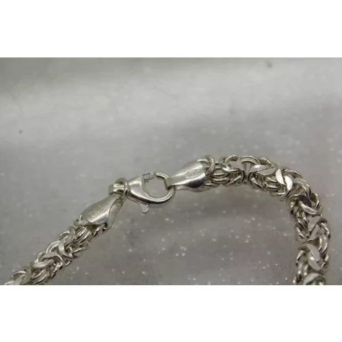 ITALY .925 S.S. FLATTENED BYZANTINE CHAIN bracelet 7 1/2