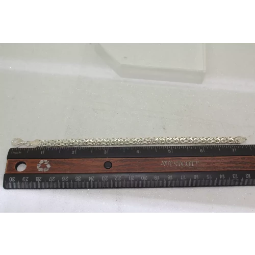 ITALY .925 S.S. FLATTENED BYZANTINE CHAIN bracelet 7 1/2
