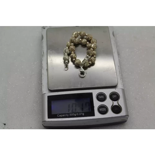ITALY .925 S.S. FROSTED & SHINY BALL BEADED bracelet 7 1/2
