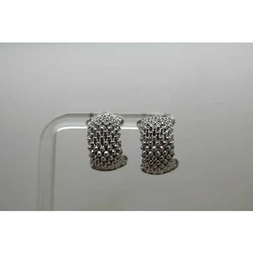 ITALY .925 S.S. POPCORN MESH DESIGN OMEGA BACK HUGGIES