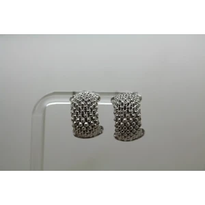 ITALY .925 S.S. POPCORN MESH DESIGN OMEGA BACK HUGGIES