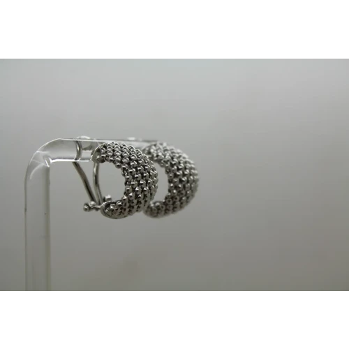 ITALY .925 S.S. POPCORN MESH DESIGN OMEGA BACK HUGGIES