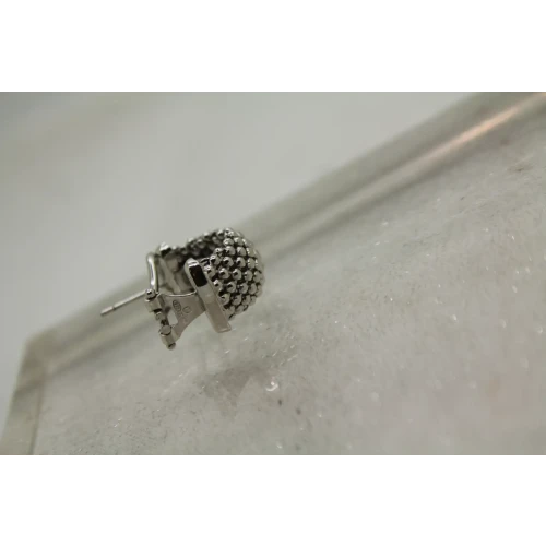 ITALY .925 S.S. POPCORN MESH DESIGN OMEGA BACK HUGGIES