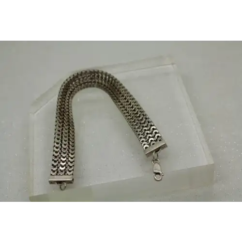 ITALY .925 S.S. THREE ROW FLEX CHAIN bracelet 7 1/2