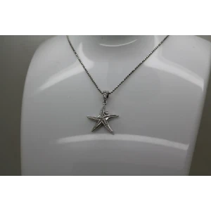 ITALY .925 S.S. WHITE CRYSTALS STARFISH pendant necklace 18