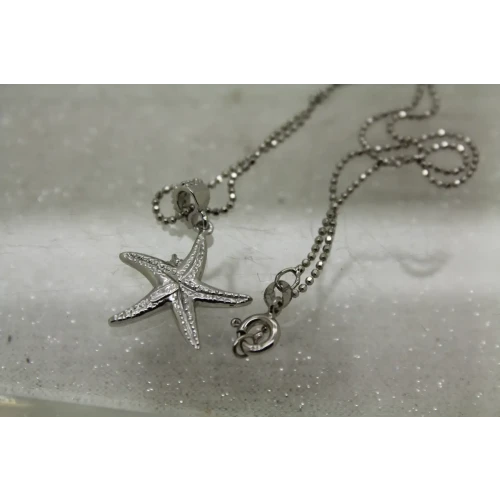 ITALY .925 S.S. WHITE CRYSTALS STARFISH pendant necklace 18