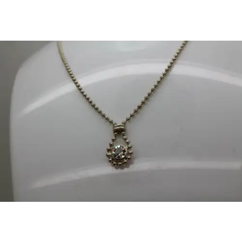 ITALY .925 S.S. WHITE STONE BEADED TEARDROP DESIGN necklace