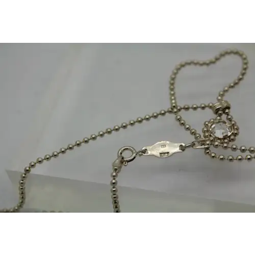ITALY .925 S.S. WHITE STONE BEADED TEARDROP DESIGN necklace (3)