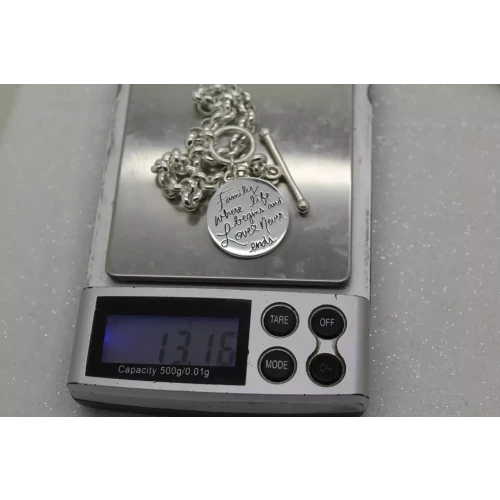 ITALY .925 Sterling Silver FAMILY TREE ROLO TOGGLE bracelet 7 1/2