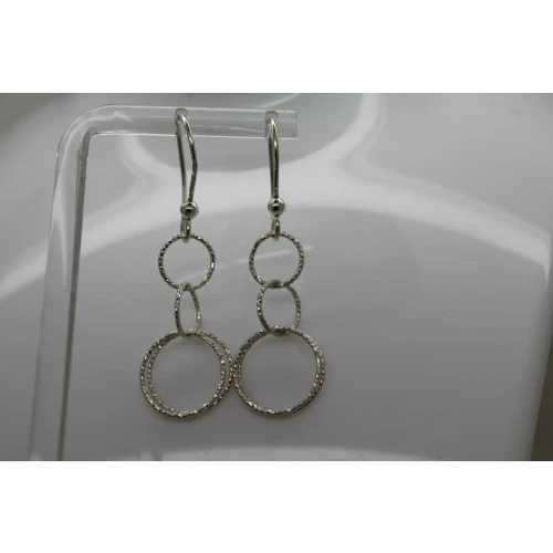 ITALY .925 Sterling silver LASER ETCHED MULTI RING DANGLE earrings