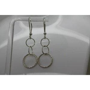 ITALY .925 Sterling silver LASER ETCHED MULTI RING DANGLE earrings