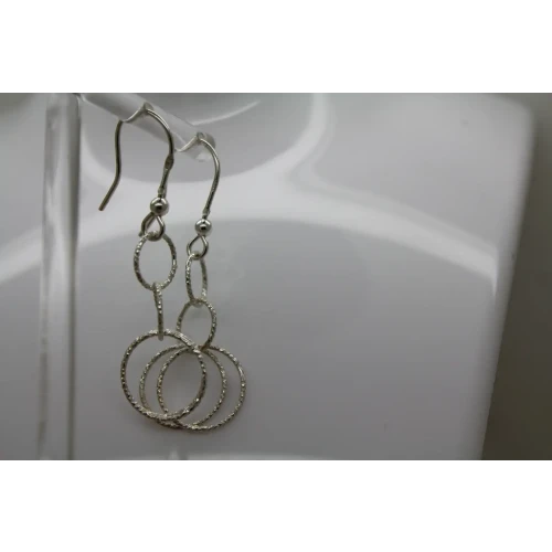 ITALY .925 Sterling silver LASER ETCHED MULTI RING DANGLE earrings