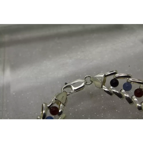 ITALY MILOR .925 S.S. RICCIO ROLLING MULTI GEMSTONE bracelet 7