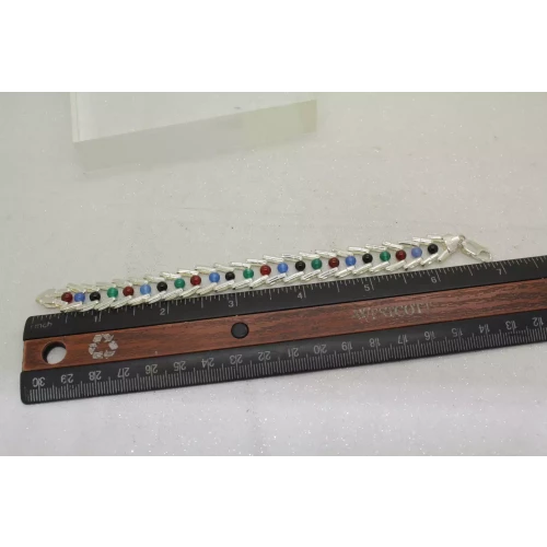 ITALY MILOR .925 S.S. RICCIO ROLLING MULTI GEMSTONE bracelet 7