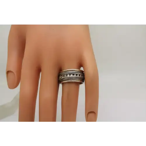 ITALY QG .925 S.S. CZ ROPE DESIGN 11mm WIDE BAND ring size 9.25
