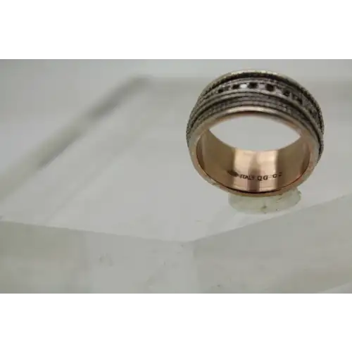 ITALY QG .925 S.S. CZ ROPE DESIGN 11mm WIDE BAND ring size 9.25
