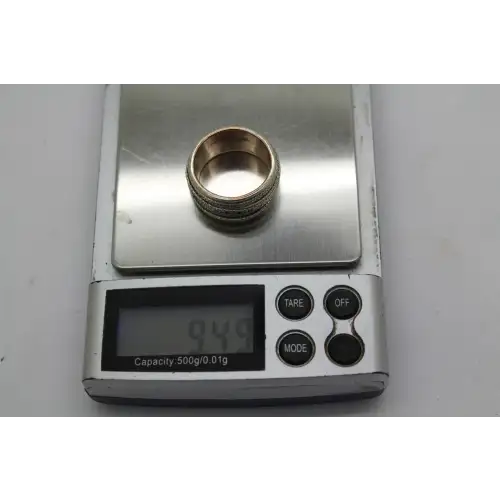 ITALY QG .925 S.S. CZ ROPE DESIGN 11mm WIDE BAND ring size 9.25