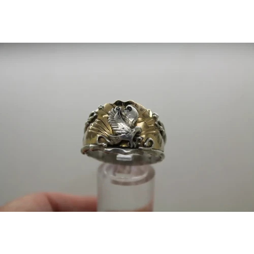 JACK BLY KEWA Two Tone .925 S.S. DIMENSIONAL EAGLE ring size 14.5