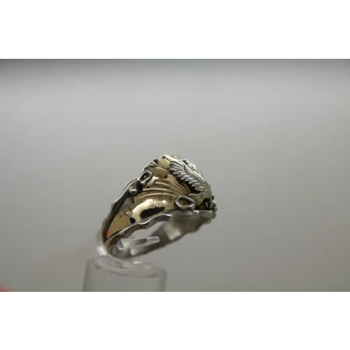 JACK BLY KEWA Two Tone .925 S.S. DIMENSIONAL EAGLE ring size 14.5