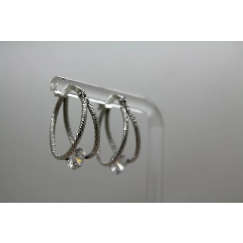 JACMEL MAURITIUS JCM .925 S.S. CZ TEXTURED DOUBLE HOOP earrings