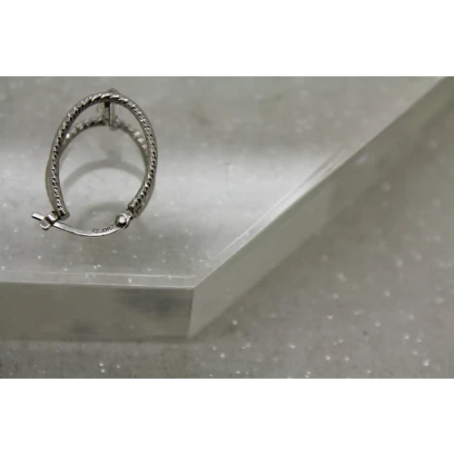 JACMEL MAURITIUS JCM .925 S.S. CZ TEXTURED DOUBLE HOOP earrings