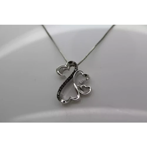 JANE SEYMOUR JWBR .925 S.S. OPEN HEARTS  BLK/WH DIAMOND FAMILY 18