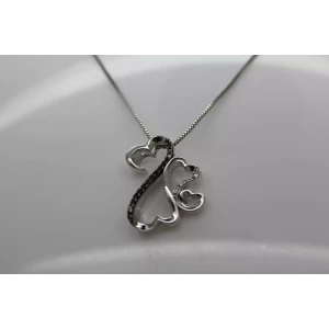 JANE SEYMOUR JWBR .925 S.S. OPEN HEARTS  BLK/WH DIAMOND FAMILY 18