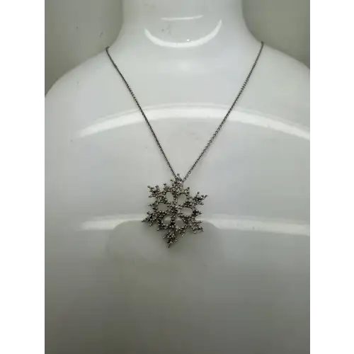 JBX .925 S.S. DIAMOND ACCENT FANCY SNOWFLAKE pend. necklace 18