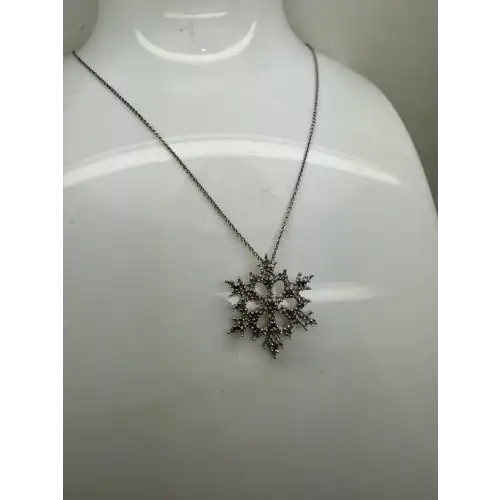 JBX .925 S.S. DIAMOND ACCENT FANCY SNOWFLAKE pend. necklace 18