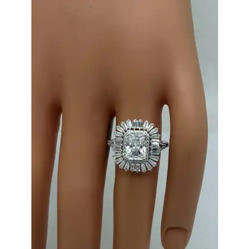 JCL .925 S.S. STUNNING CZ DOUBLE HALO COCKTAIL ring size 7
