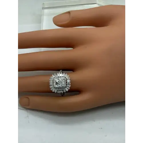 JCL .925 S.S. STUNNING CZ DOUBLE HALO COCKTAIL ring size 7