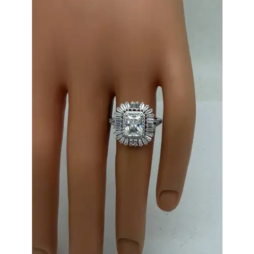 JCL .925 S.S. STUNNING CZ DOUBLE HALO COCKTAIL ring size 7