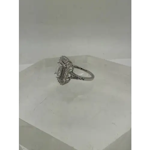 JCL .925 S.S. STUNNING CZ DOUBLE HALO COCKTAIL ring size 7
