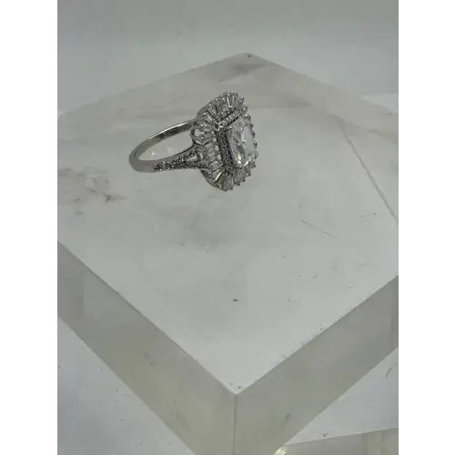 JCL .925 S.S. STUNNING CZ DOUBLE HALO COCKTAIL ring size 7
