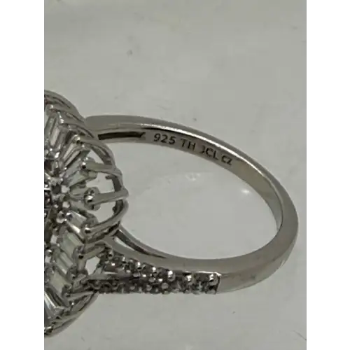 JCL .925 S.S. STUNNING CZ DOUBLE HALO COCKTAIL ring size 7