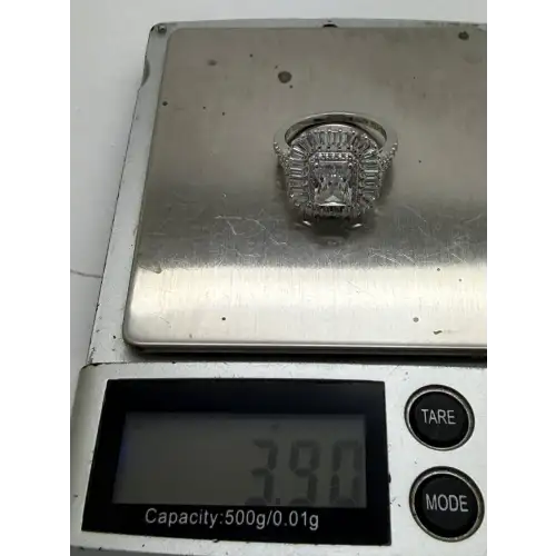 JCL .925 S.S. STUNNING CZ DOUBLE HALO COCKTAIL ring size 7