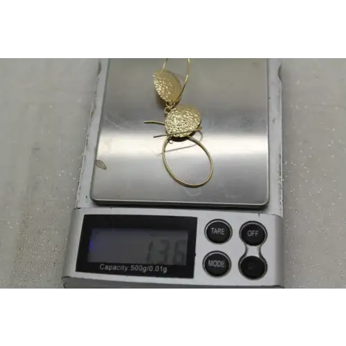 JCM 14k Y.G. OVAL HAMMERED DOUBLE DANGLE earrings