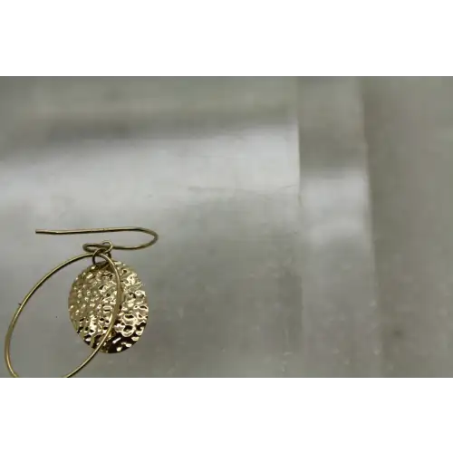 JCM 14k Y.G. OVAL HAMMERED DOUBLE DANGLE earrings
