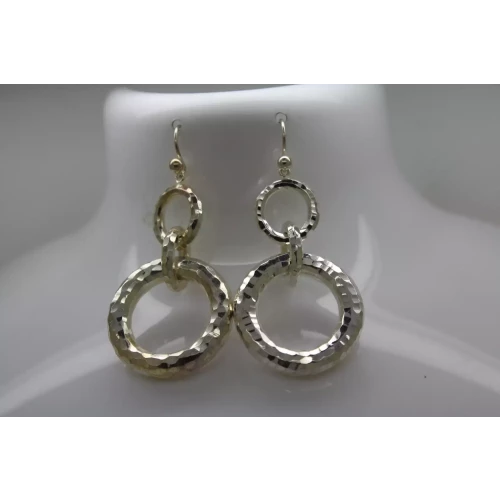 JCM .925 S.S. DIAMOD CUT TRIPLE RINGS DANGLE earrings