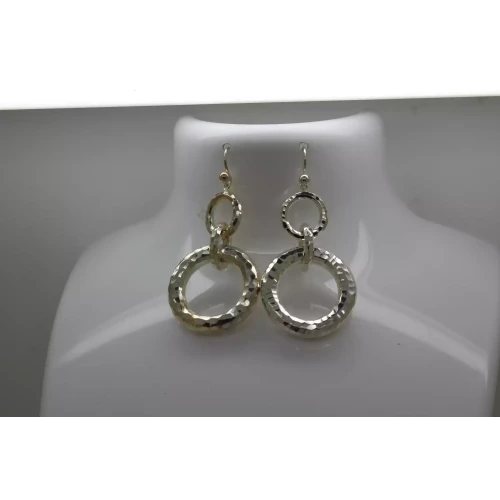 JCM .925 S.S. DIAMOD CUT TRIPLE RINGS DANGLE earrings