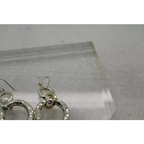 JCM .925 S.S. DIAMOD CUT TRIPLE RINGS DANGLE earrings