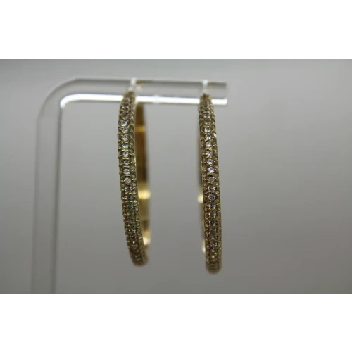 JCM Gold Over .925 S.S. PAVE CZ LARGE ROUND HOOP earrings