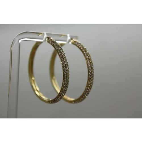 JCM Gold Over .925 S.S. PAVE CZ LARGE ROUND HOOP earrings