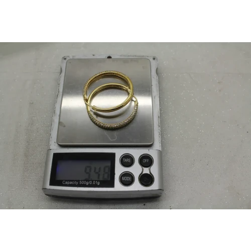 JCM Gold Over .925 S.S. PAVE CZ LARGE ROUND HOOP earrings